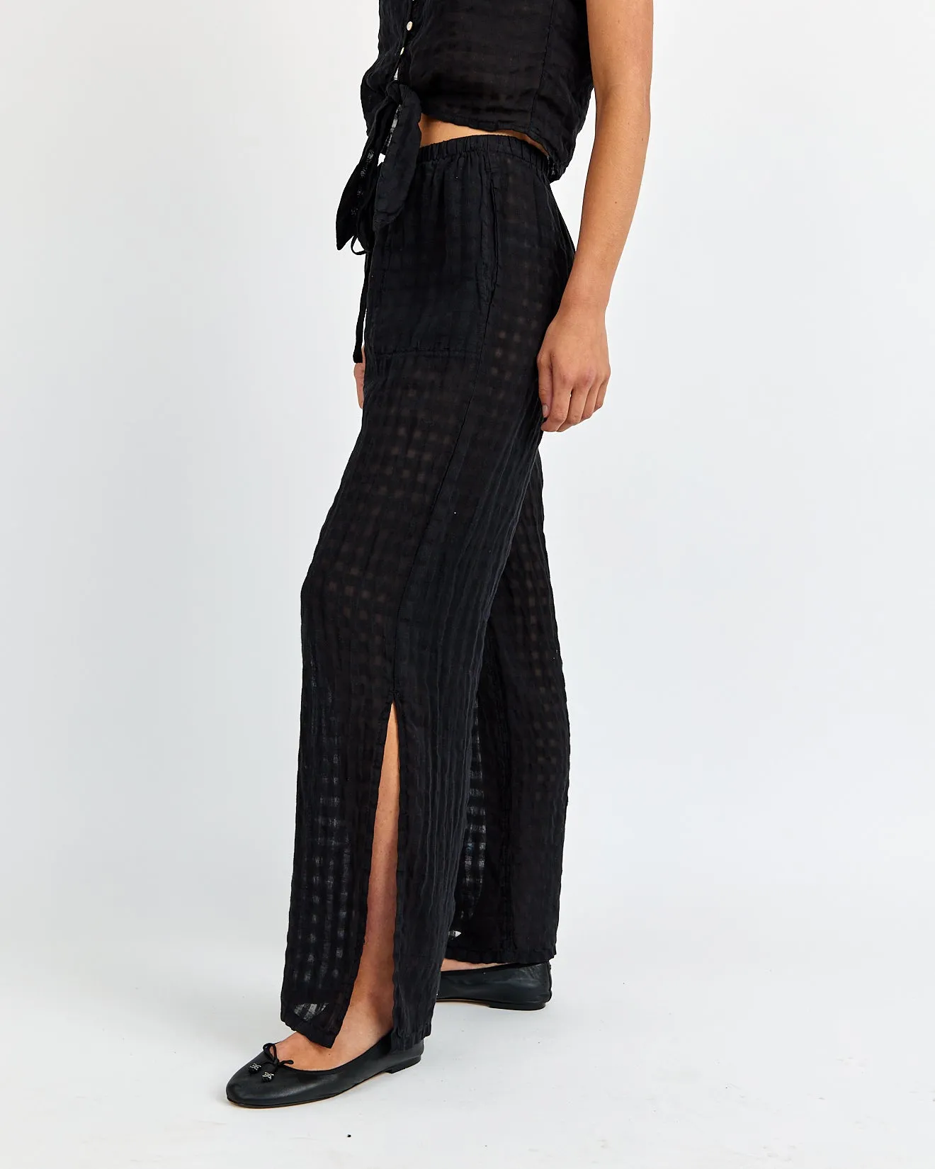 Side Slit Beach Pant - Black