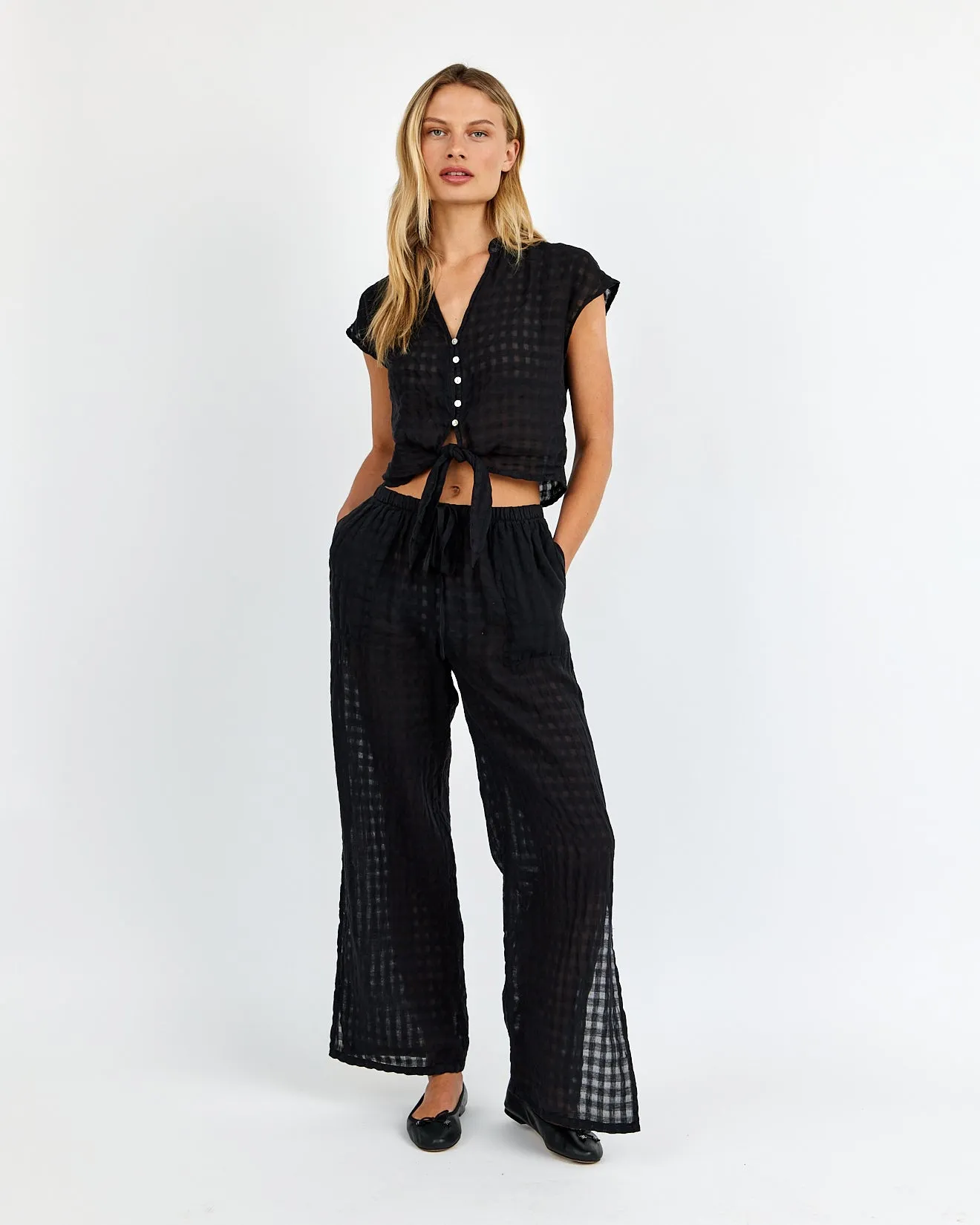 Side Slit Beach Pant - Black