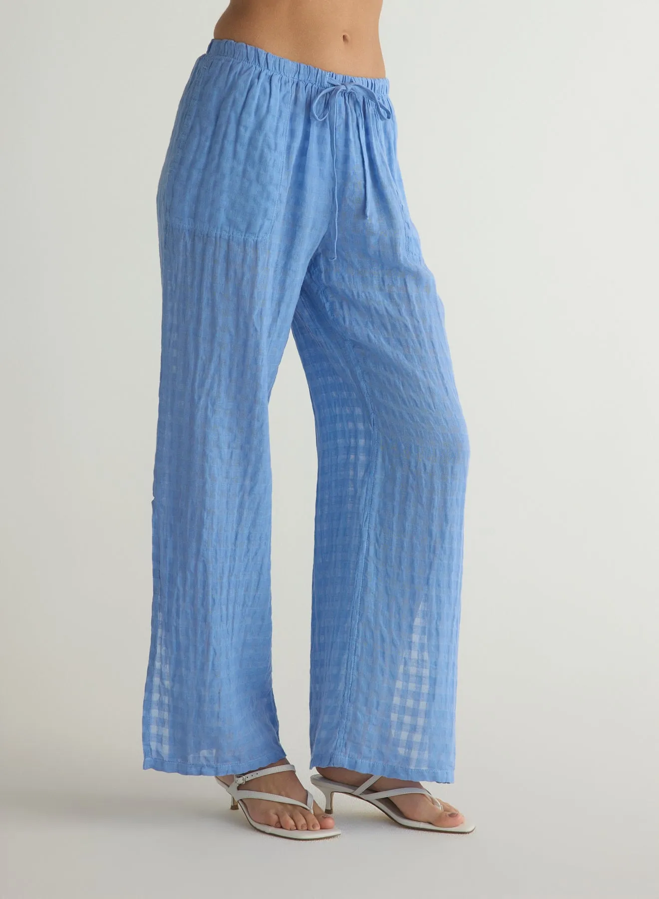 Side Slit Beach Pant - Riviera Blue
