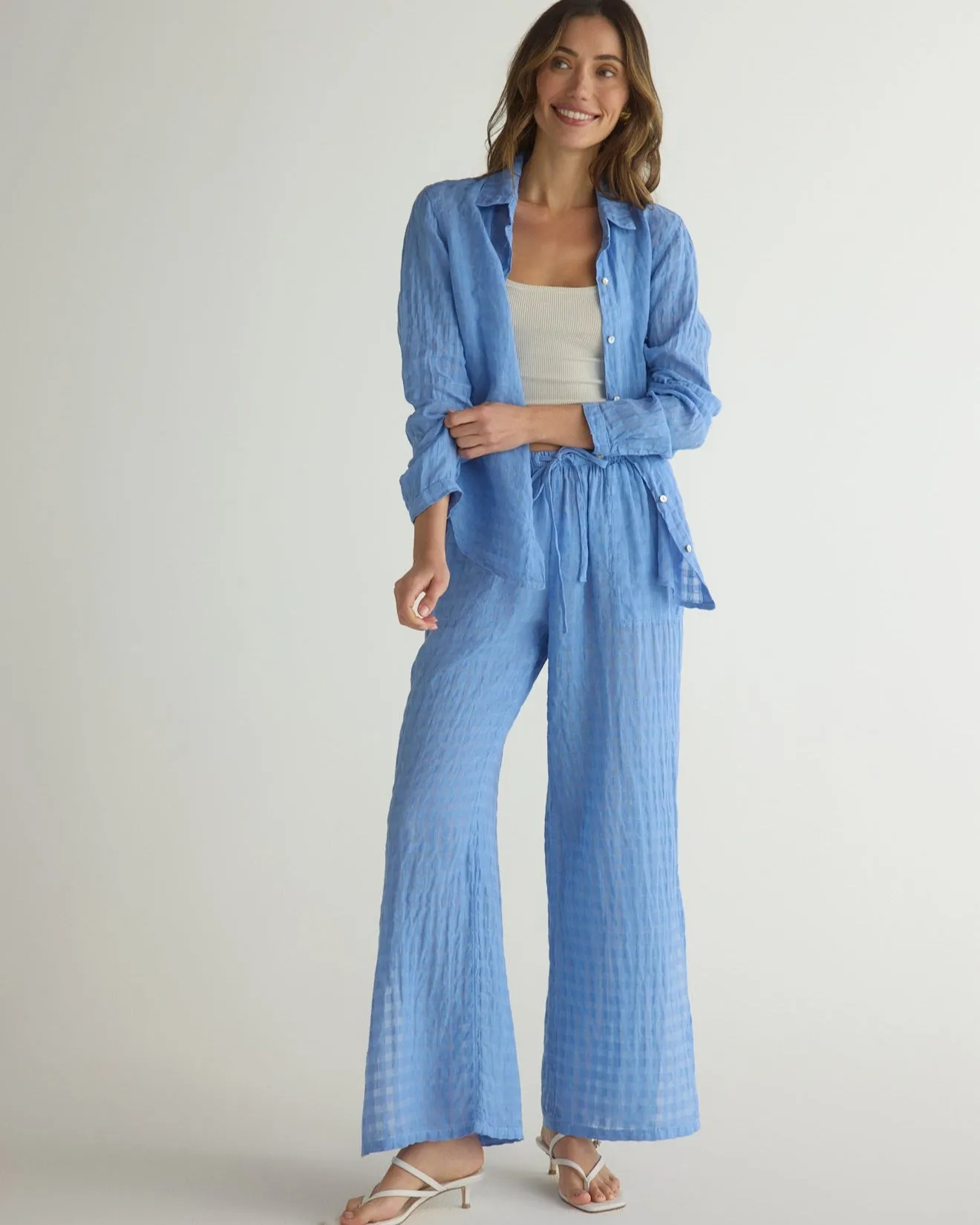 Side Slit Beach Pant - Riviera Blue