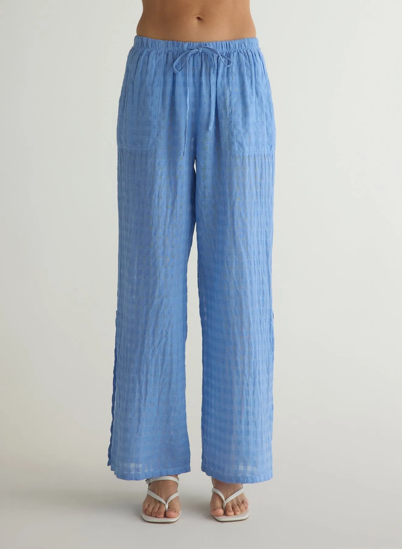 Side Slit Beach Pant - Riviera Blue