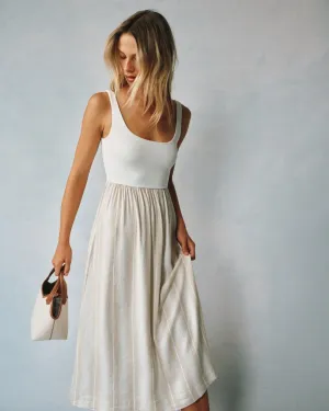 Sleeveless Knit Combo Dress - Positano Sand Stripe