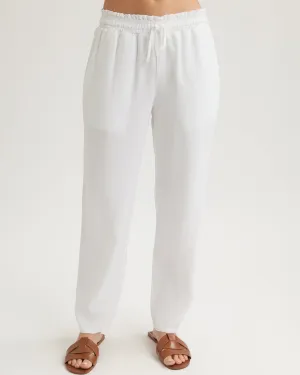 Smocked Waist Trousers - White