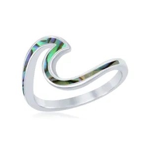 Sterling Silver Abalone Wave Design Ring - W-1888