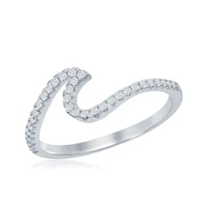Sterling Silver Cubic Zirconia Wave Design Ring - W-1885