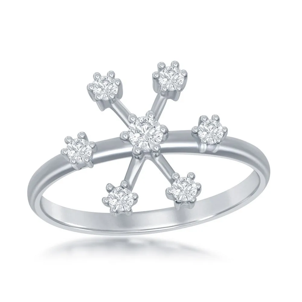 Sterling Silver CZ Snowflake Ring - W-1801