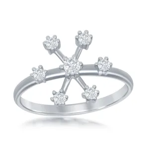 Sterling Silver CZ Snowflake Ring - W-1801