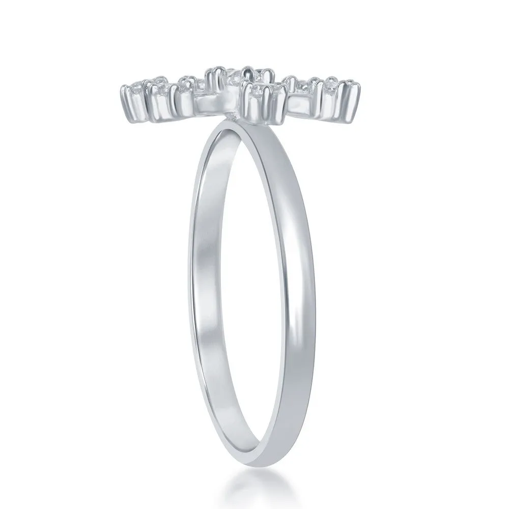Sterling Silver CZ Snowflake Ring - W-1801