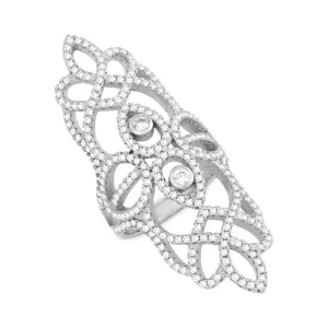Sterling Silver Extra Long Fancy CZ Ring - W-1226
