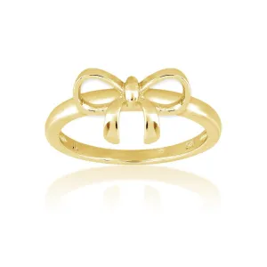 Sterling Silver Gold Plated Bow Ring - W-9825