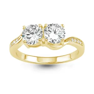 Sterling Silver GP Us2gether Round Two-Stone CZ Ring - W-1667