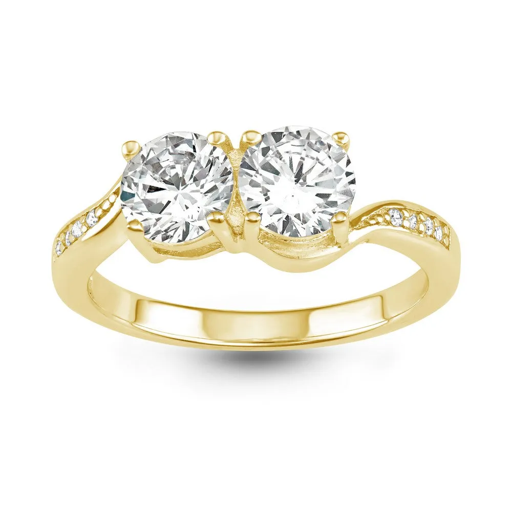 Sterling Silver GP Us2gether Round Two-Stone CZ Ring - W-1667