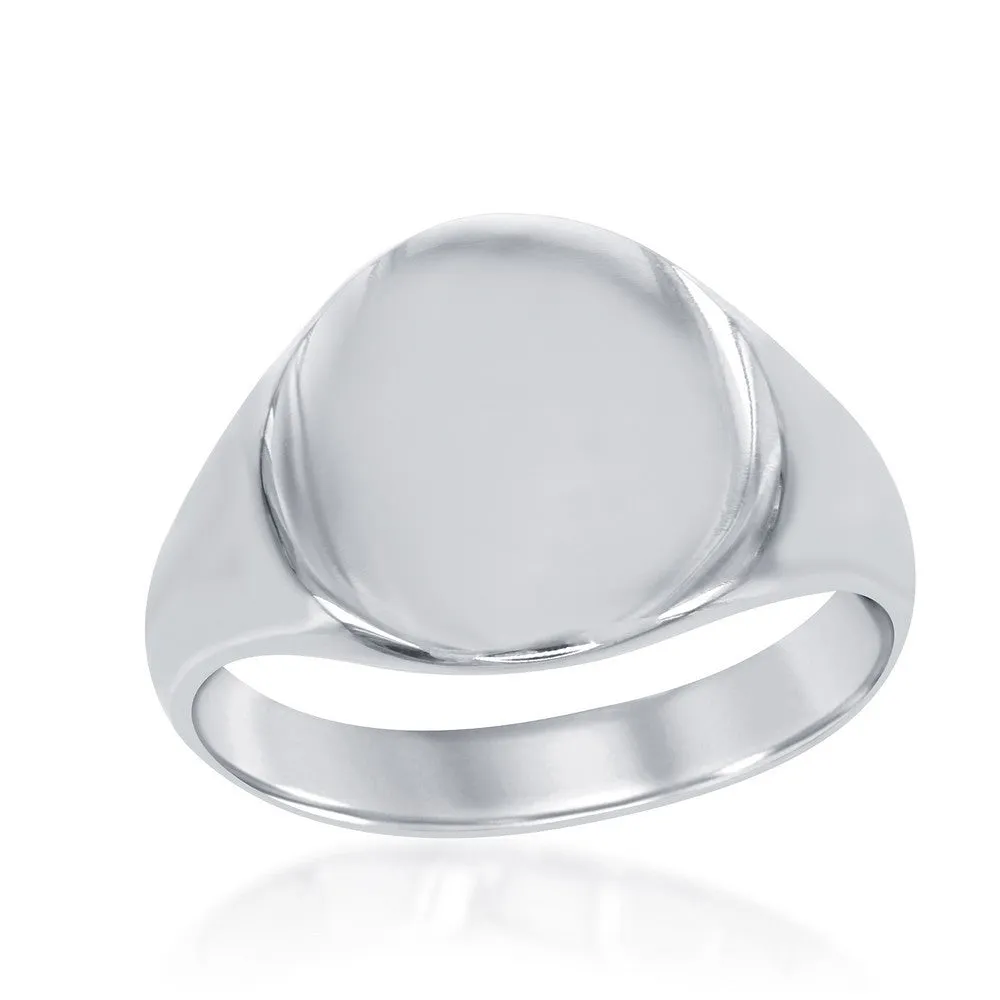 Sterling Silver Large Shiny Oval Ring - W-1651