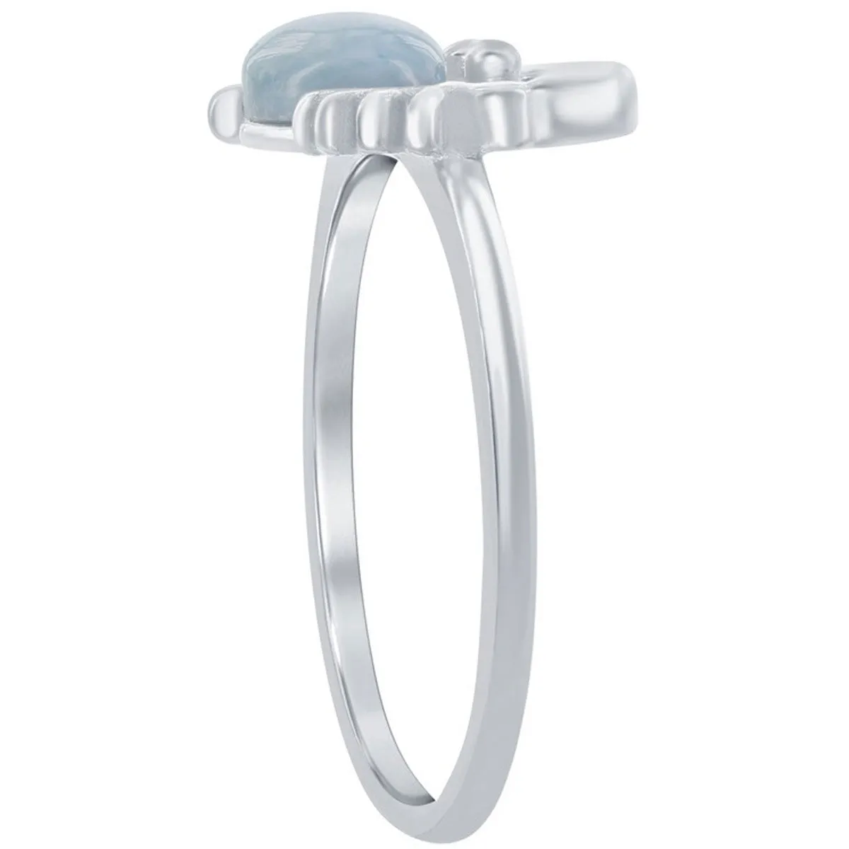 Sterling Silver Larimar Crab Ring, Size 9