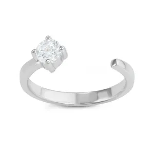 Sterling Silver Round CZ Open Ring - W-1613