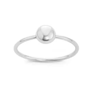 Sterling Silver Small Shiny Bead Ring - W-1540