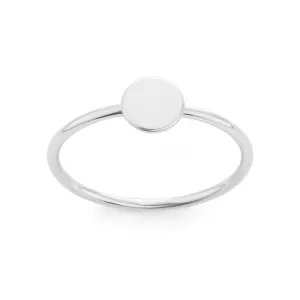 Sterling Silver Small Shiny Disc Ring - W-1537