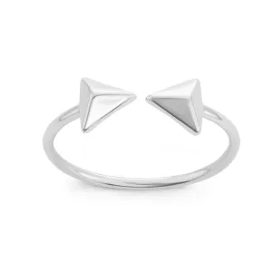 Sterling Silver Small Shiny Double Ended Arrow Ring - W-1539