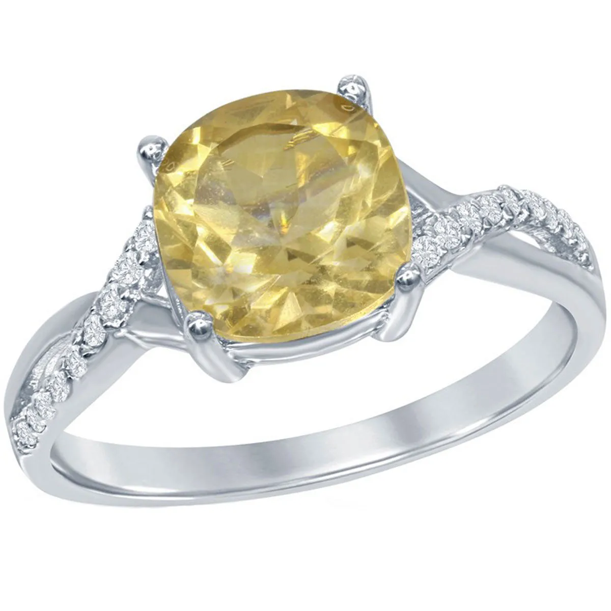 Sterling Silver Small Square Citrine Ring - W-1679