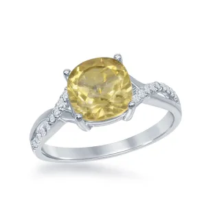 Sterling Silver Small Square Citrine Ring - W-1679