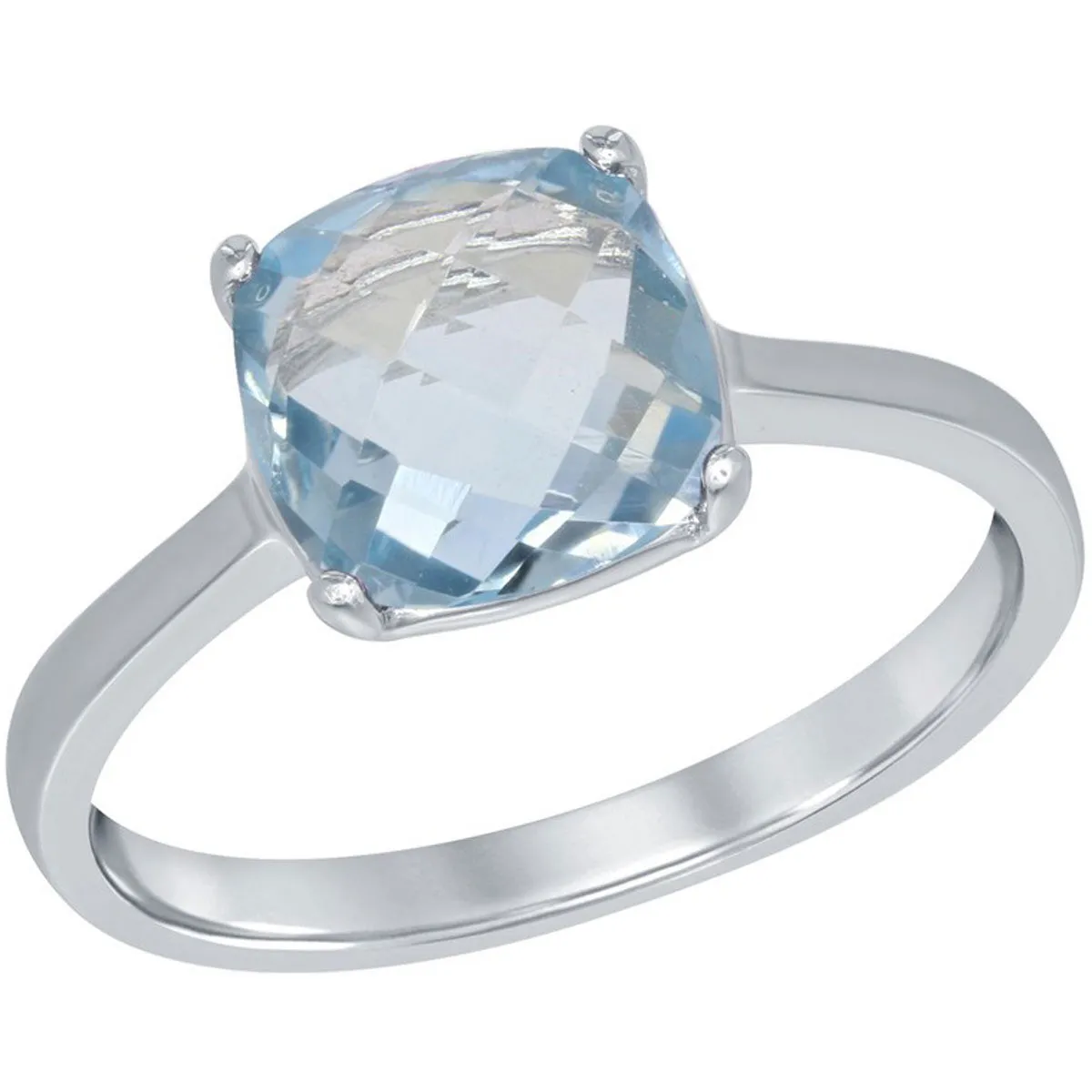 Sterling Silver Square Blue Topaz Ring - W-1356