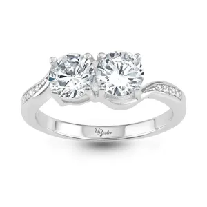 Sterling Silver Us2gether Two-Stone CZ Band Ring - W-1659