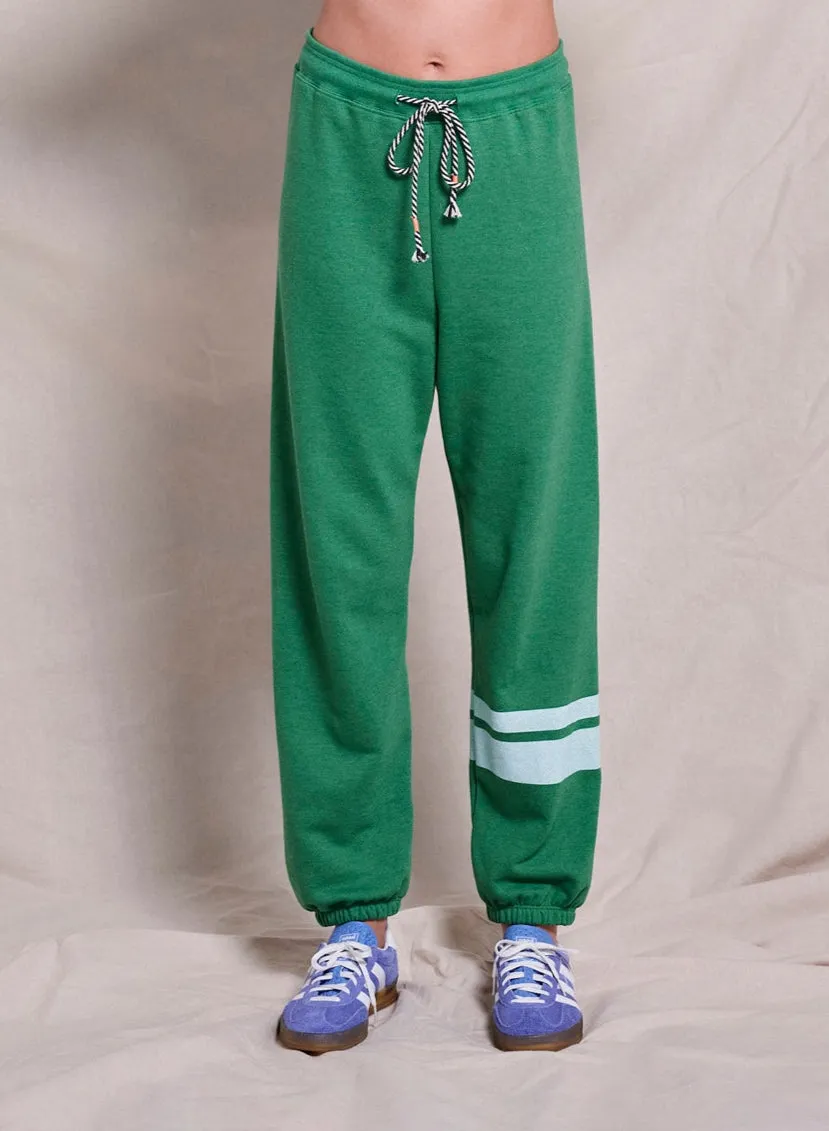 Sundry Le Fleur Raglan Sweatshirt & Basic Double Stripe Sweatpant in Green Garden