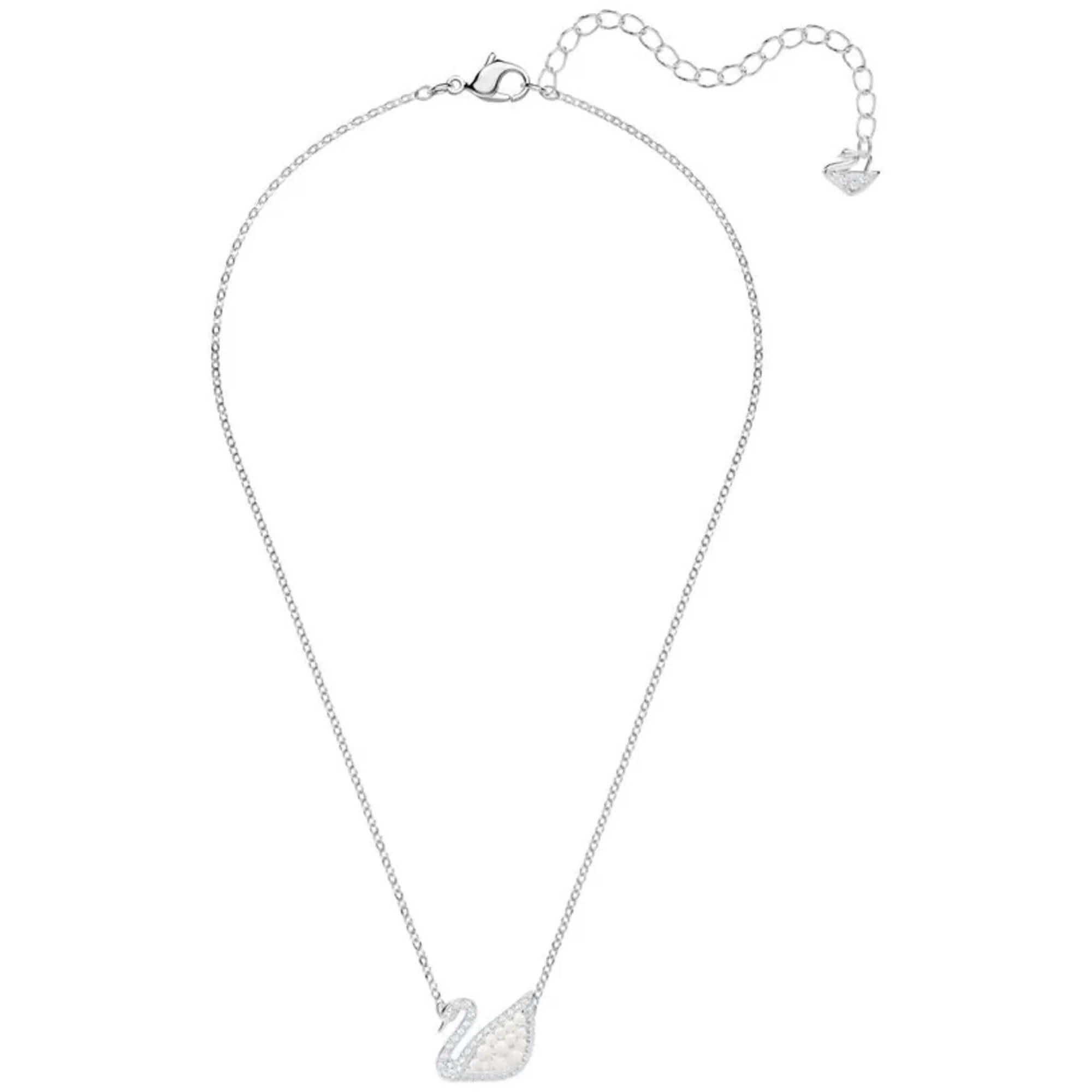 Swarovski Women's Necklace - Iconic Swan Crystal Pearl Rhodium Plated | 5416605