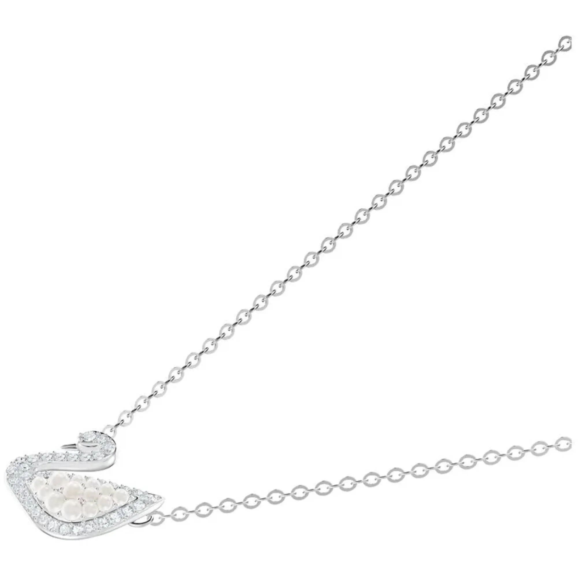 Swarovski Women's Necklace - Iconic Swan Crystal Pearl Rhodium Plated | 5416605