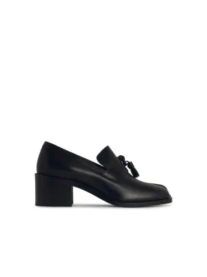 'Tabi' Black Leather Loafers