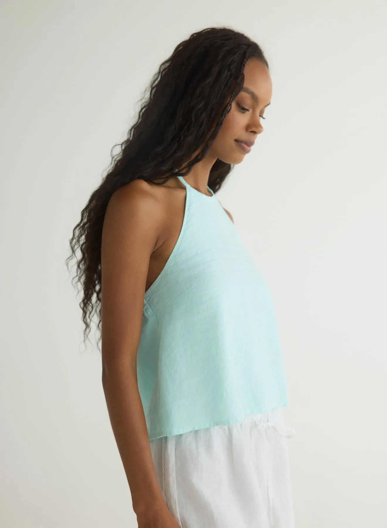 Tie Neck Halter Top - French Seaglass