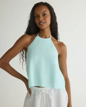 Tie Neck Halter Top - French Seaglass
