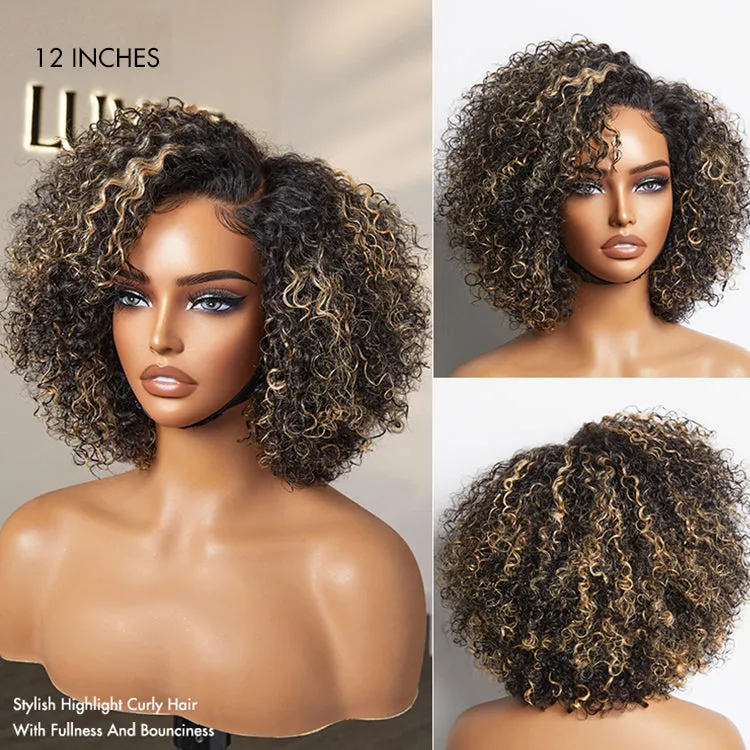 Trendy Short Cut Curly Minimalist HD Lace Glueless Side Part Wig 100% Human Hair