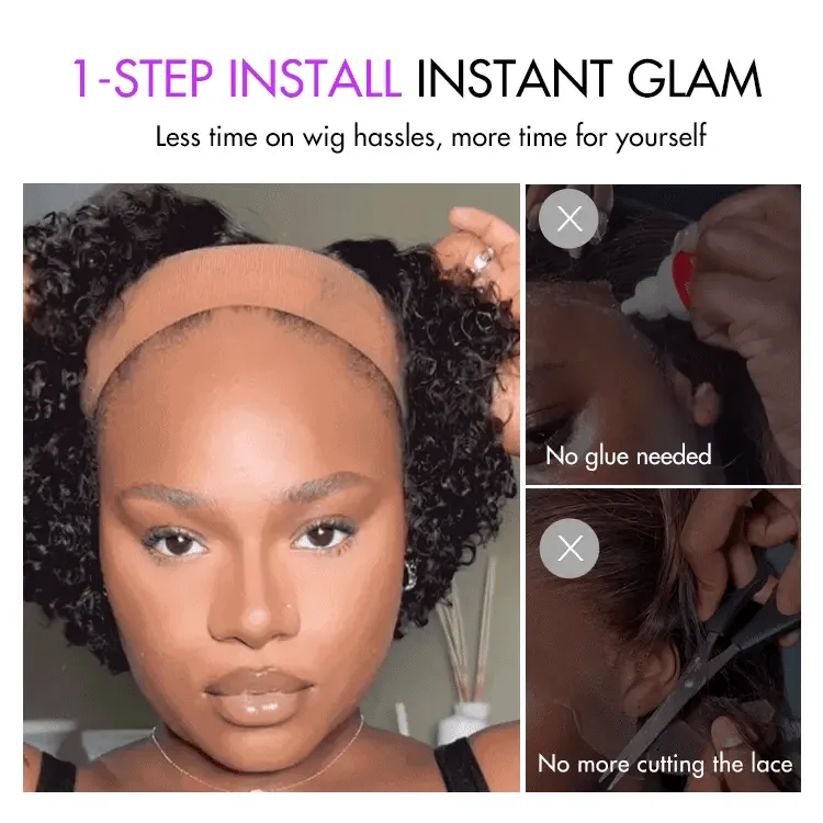Trendy Short Cut Curly Minimalist HD Lace Glueless Side Part Wig 100% Human Hair