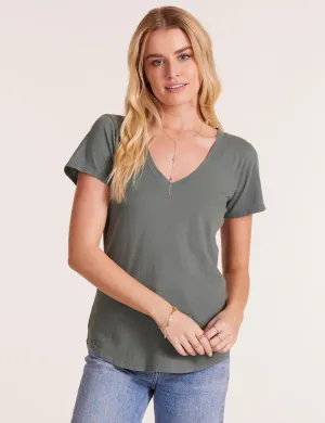 V-Neck Jersey Tee, Dark Sage