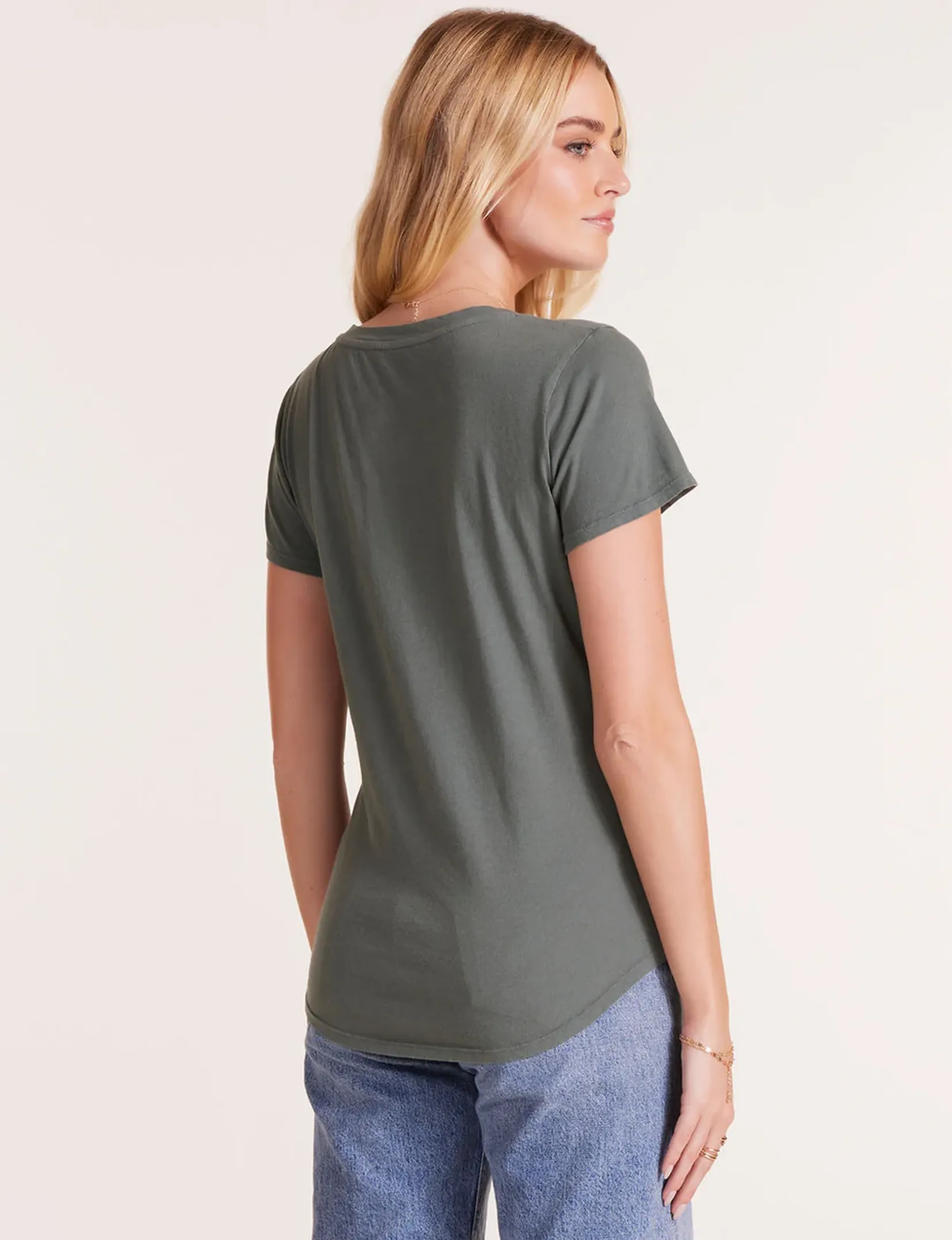 V-Neck Jersey Tee, Dark Sage