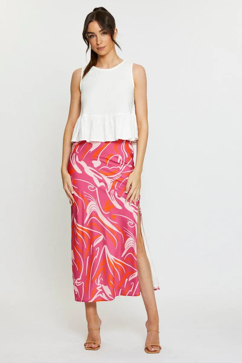 White Peplum Top Sleeveless Ruffle