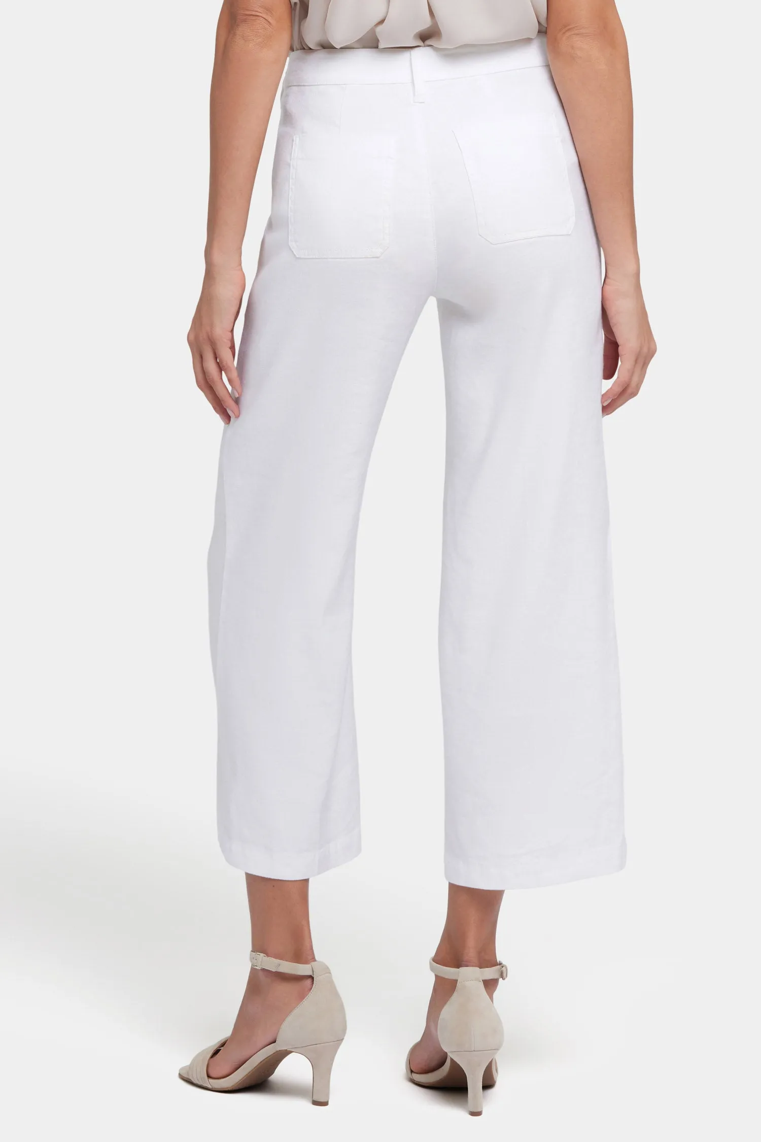 Wide Leg Cargo Capri Pants - Optic White