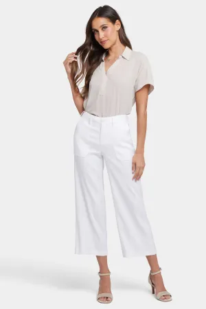 Wide Leg Cargo Capri Pants - Optic White