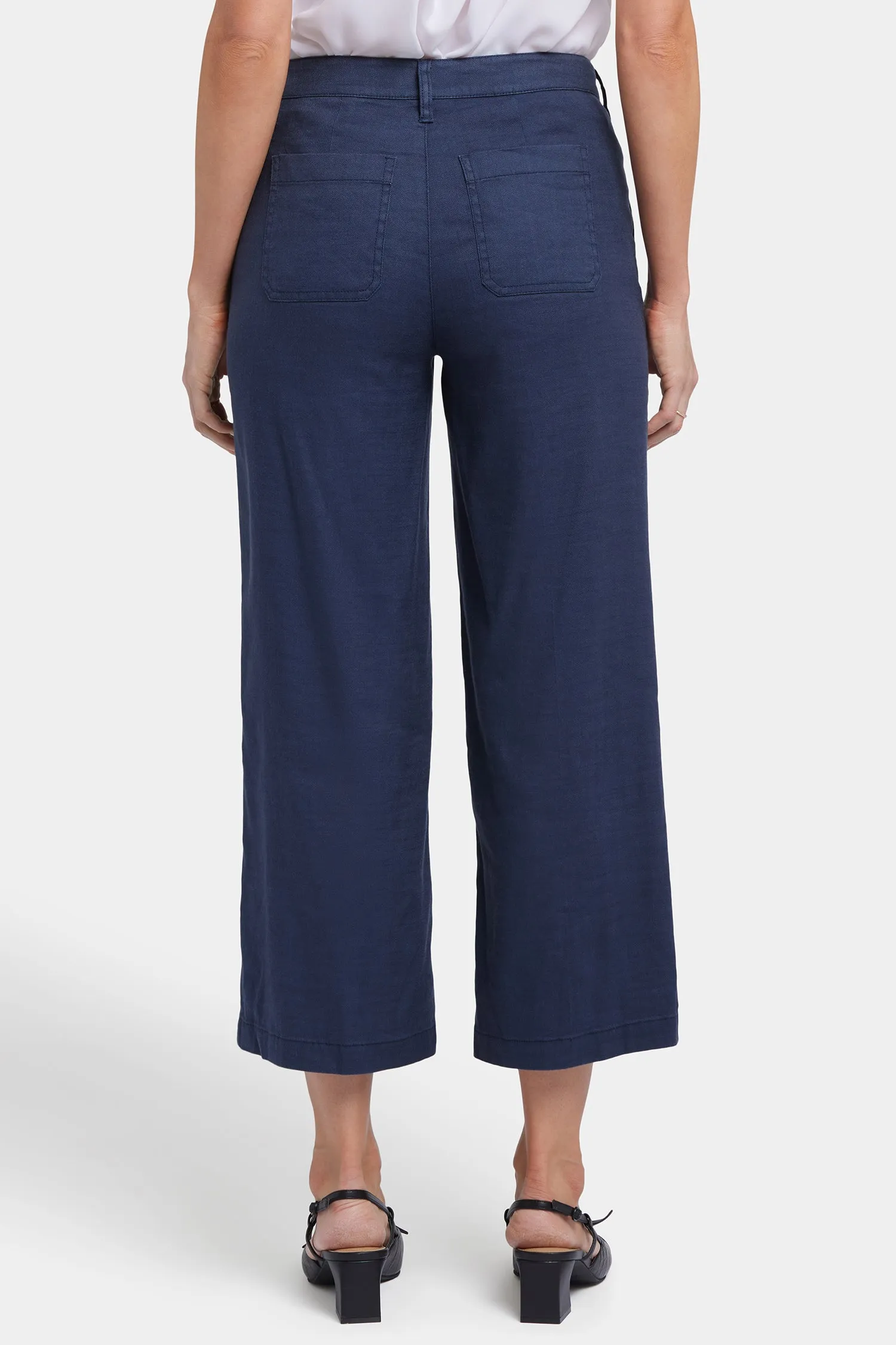Wide Leg Cargo Capri Pants - Oxford Navy