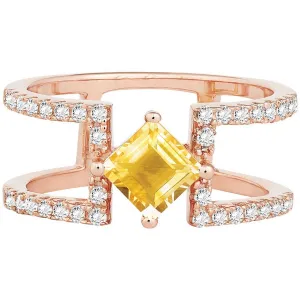 Women's Ring - Square Shape Citrine with White Topaz, Size 7 | BLW-1243-7